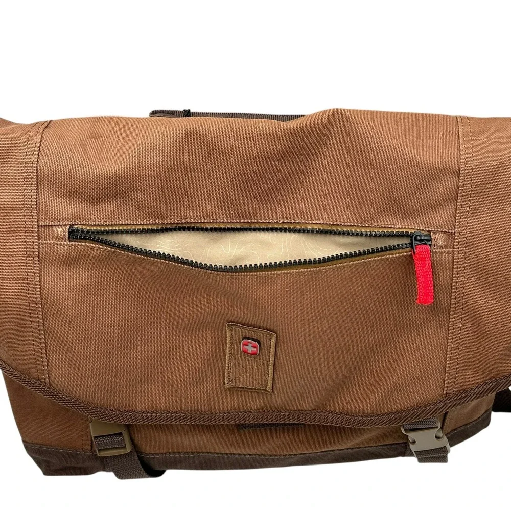 Wenger Water Repelling Waxed Canvas‎ Messenger Shoulder Bag Brown 16in Laptop